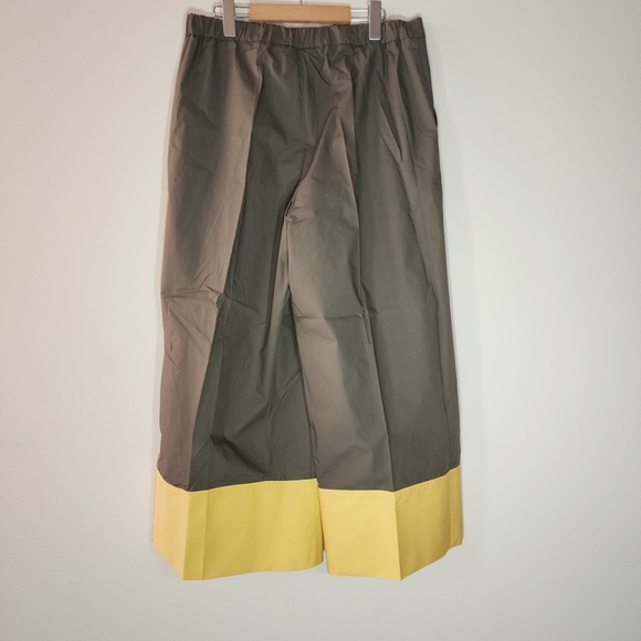 MJM 100% Cotton Two-tone brown and yellow wide leg casual pants - Picture 9 of 13